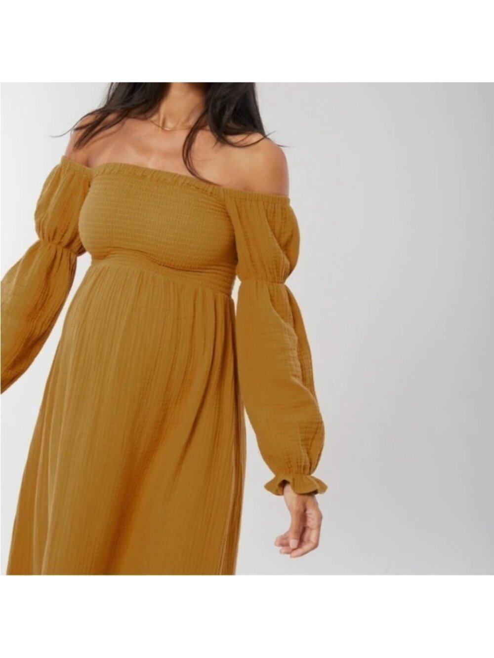Ingrid+Isabel The Dream Maternity Midi Dress Brown Gold Size M Medium - Picture 4 of 8